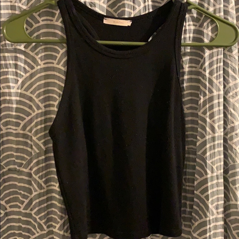 Maitai black ribbed razorback crop tank- size S